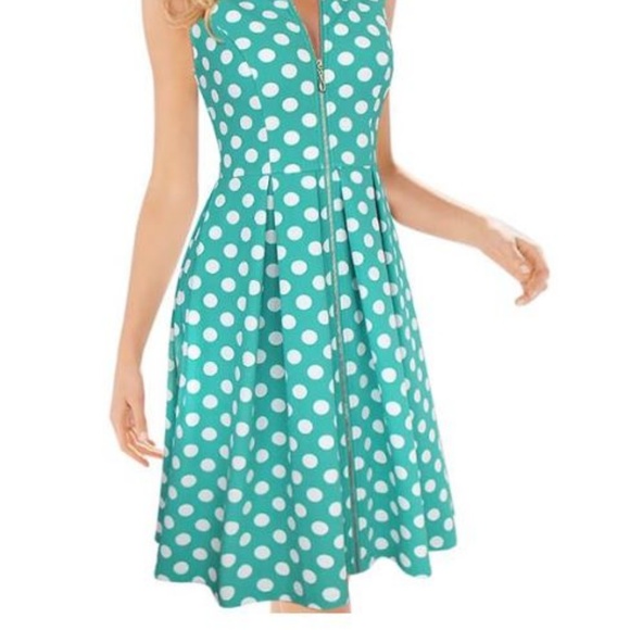 VfEmage Dresses & Skirts - Womens Elegant Vintage Summer Polka Dot Zip Up M